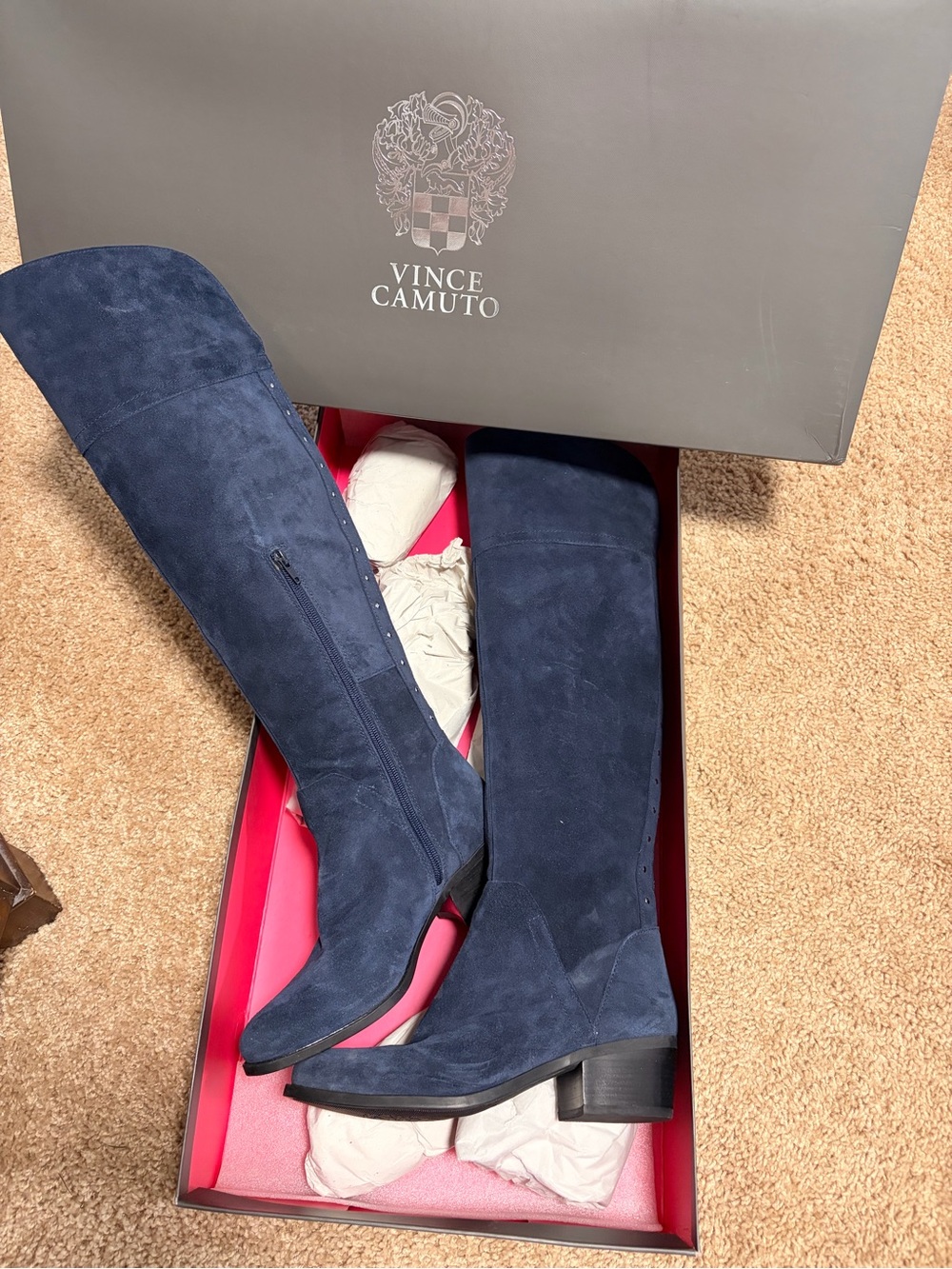 Vince Camuto Navy Suede Over-the-Knee Boots